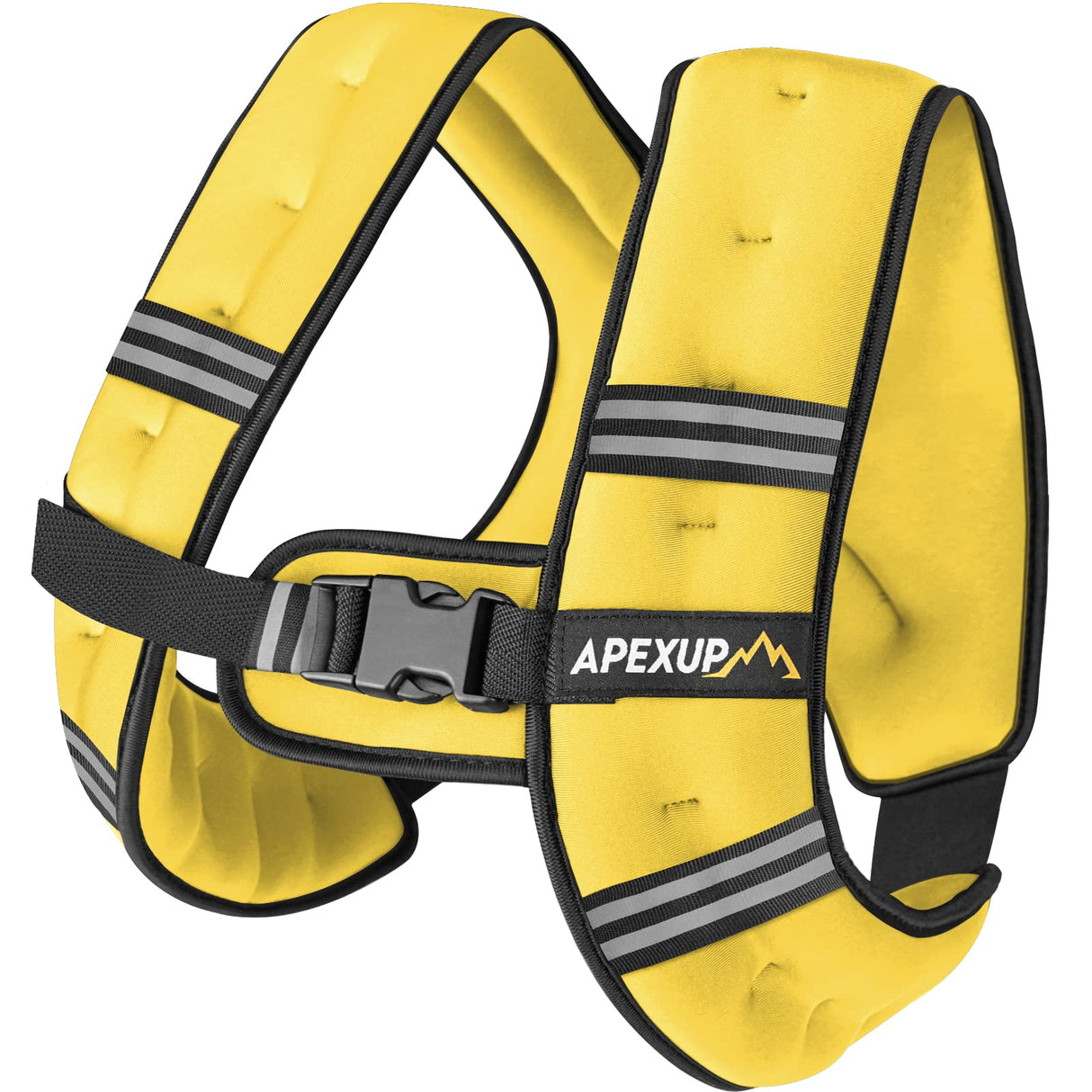 APEXUP Weighted Vest with 5lbs/10lbs/15lbs/20lbs/25lbs/30lbs Weights and Reflective Stripe, Weight Vest Men Women for Workout, Strength Training, Running (Yellow, 10lbs)
