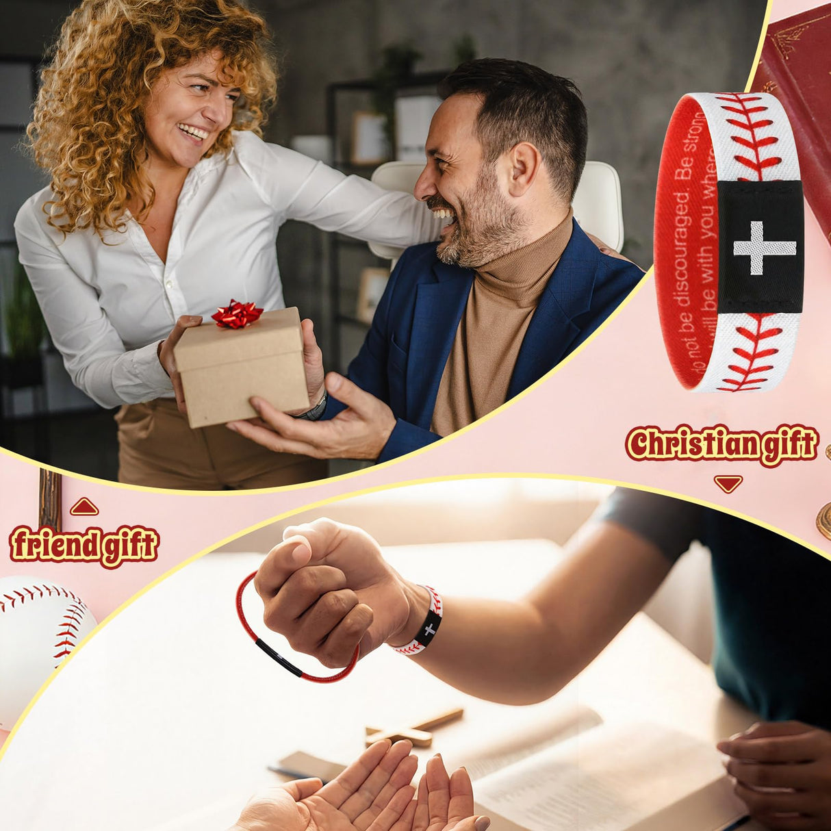 Landical 6/12 Pcs Softball Baseball Bible Verse Bracelets with NFC Technology for Women Men Teen Team Religious Christian Scripture Bracelet Tap-to-read with Phone Baptism Gift(12 Pcs,White,Baseball)