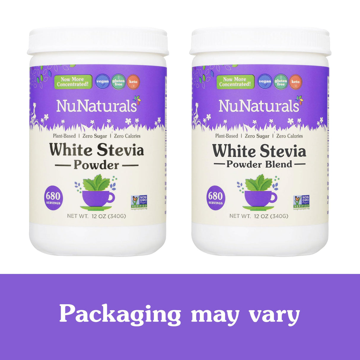 NuNaturals White Stevia Powder Blend, Plant-Based Sugar Substitute, Zero Calorie Sweetener, 12 oz
