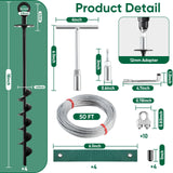 Ciyivak 18'' Ground Anchors Screw in Heavy Duty, Shed Anchor Kit with Straps & Steel Cable & Tools, Earth Anchors for Mobile Home, Carports, Swing Set, Tree, Trampoline - Secure Against High Winds(4)