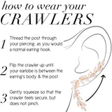 CZ Ear Climber Earrings for Women, 14K Gold Plated Dainty Leaf Crawler Cuff