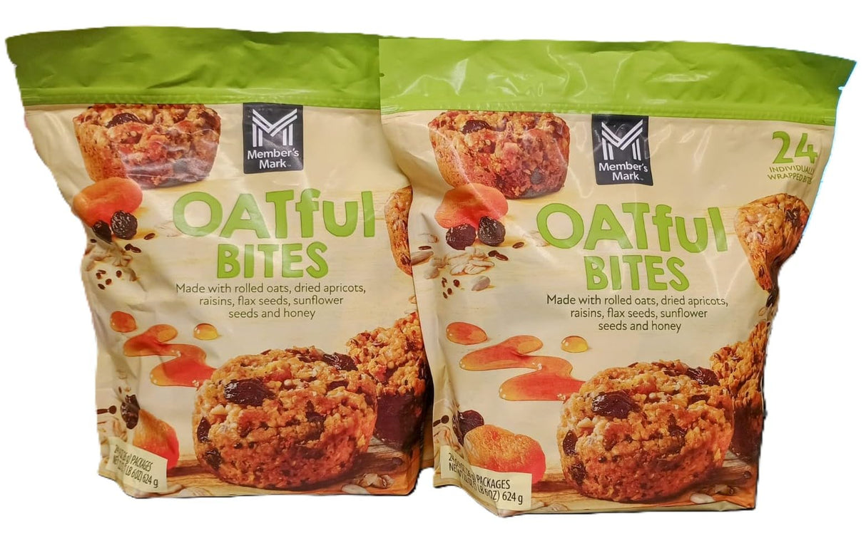 Member's OATful Bites with Rolled Oats, Dried Apricots and Seeds, 24-0.9oz Individually Wrapped Snacks Net WT 22oz