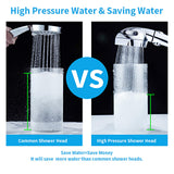KAIYING Chrome High Pressure Handheld Shower Head with ON/OFF Pause Switch, 3 Spray Modes Shower Wand with Shut Off Button, Removable Camper Shower Head with Hose and Adjustable Angle Bracket
