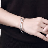 Handmade 925 Sterling Silver Bangle Bracelet for Women Men Open Adjustable Teardrop Cuff Bangles Minimalist Waterdrop Bracelets Classical Womens MenJewelry Birthday Mother's Father's Gifts for Mom Wife Lover