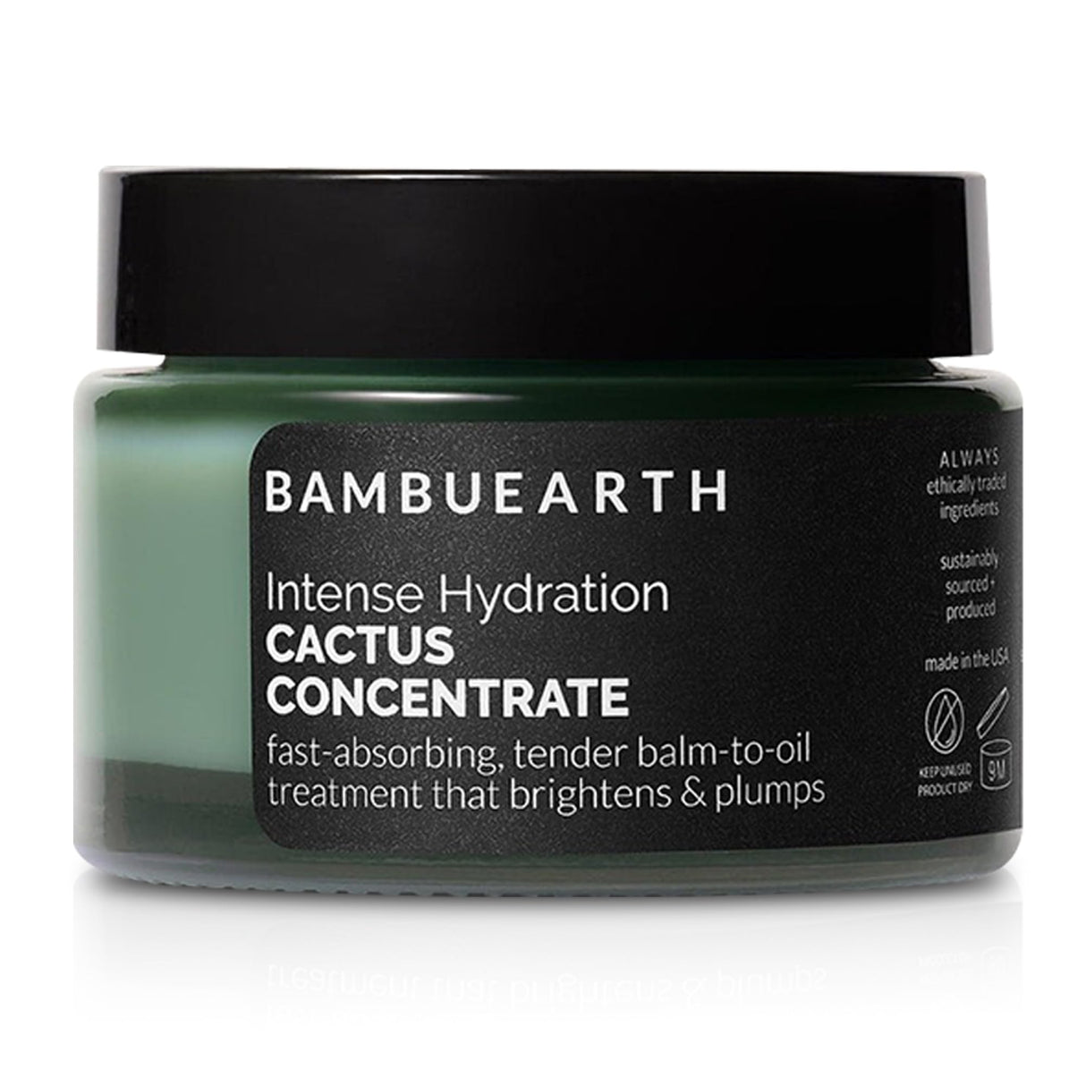 BambuEarth Cactus Concentrate Face Moisturizer (1.3 oz) - Intense Facial Hydration - Organic Ingredients & EWG Certified - Skin Care Solution for Dry, Oily & Mature Skin