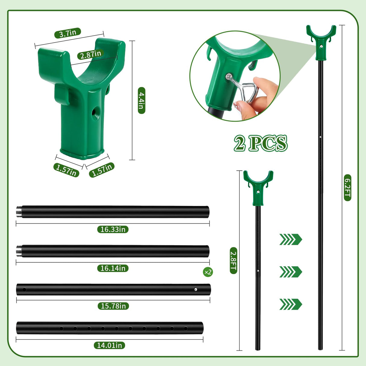 Adjustable Tree Support Pole with Crutch, Fruit Tree Branch Support(2Pack)