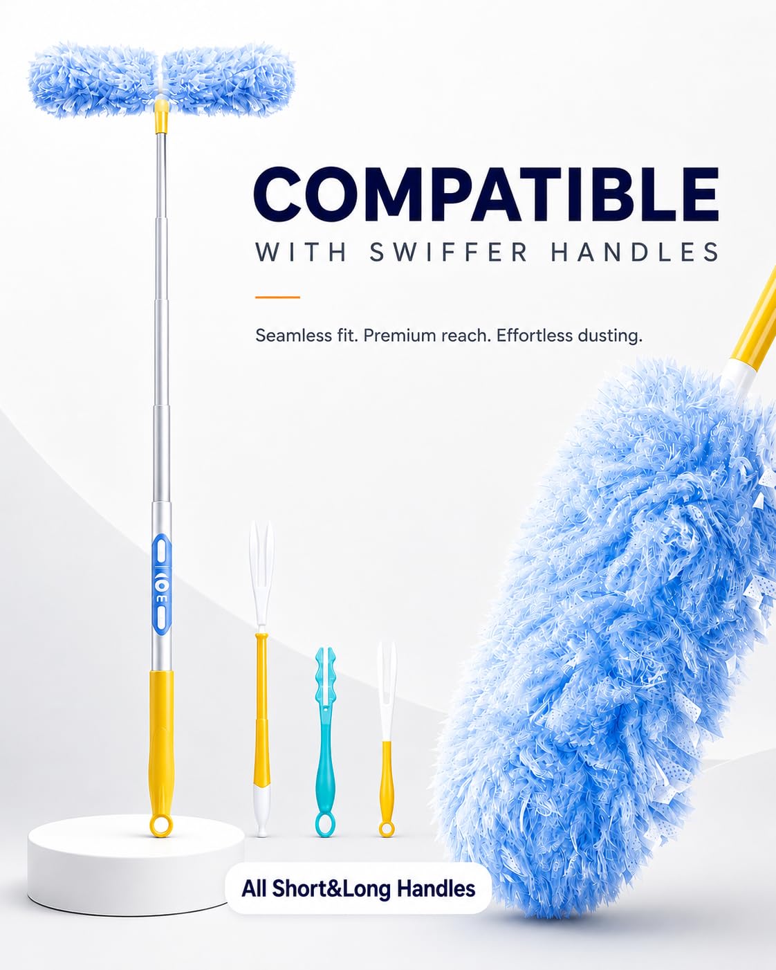 20 Count 360° Duster Refills with 1 Handle,Compatible with Swiffer Duster
