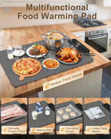 Electric Warming Mat for Food, ZAPLIT 24''x16 Washable Silicone Warming Tray with 6 Temp Settings, 6 Timers, Child Lock, and Auto Standby — Food Warmer for Buffet, Family Gathering, and Party (Grey)
