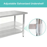 Okeyolive Stainless Steel Work Table 24 x 72 Inch, NSF Commercial Prep Table with Undershelf, Heavy Duty Food Prep Workstation