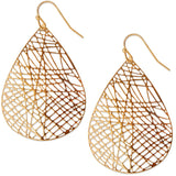 Gold Tone Dangle Earrings for Women - Large Filigree Boho Dangly Teardrop
