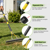 Thatch Rake, 15-Inch Wide Manual Dethatcher Rake for Cleaning Dead Grass, Loosening Soil, 55" Efficient Steel Metal Dethatching Rake with Long Adjustable Handle, Thatch Rakes for Lawns, Yard, Garden