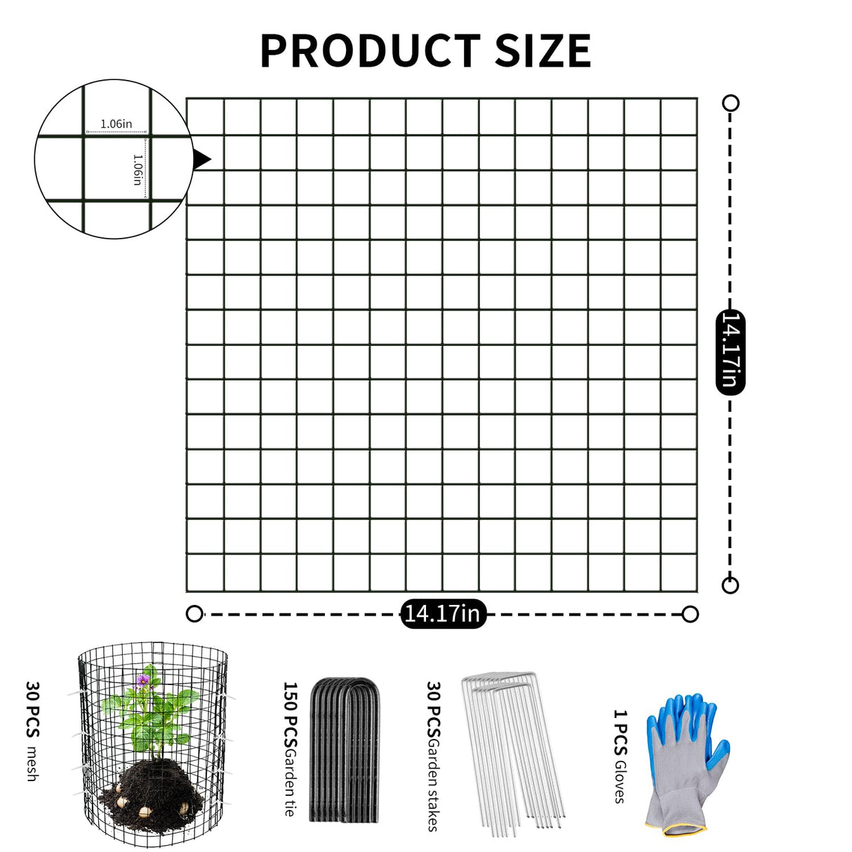 Wedmetal 30 Pcs Plant Protectors from Animals,Protect Plants from Deer 10 Sets Metal Plant Cages Animal Intrusion Barrier Wire Mesh Easy to Assemble/Store Vegetable Garden Protection 12 * 12“