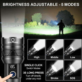 Rechargeable Flashlights 100000 High Lumens, Long Range 5000ft, Super Bright LED Flashlight USB C, High Powerd Multi-functional Heavy Duty Strong Flash Light High Beam, For Emergency Home Camping