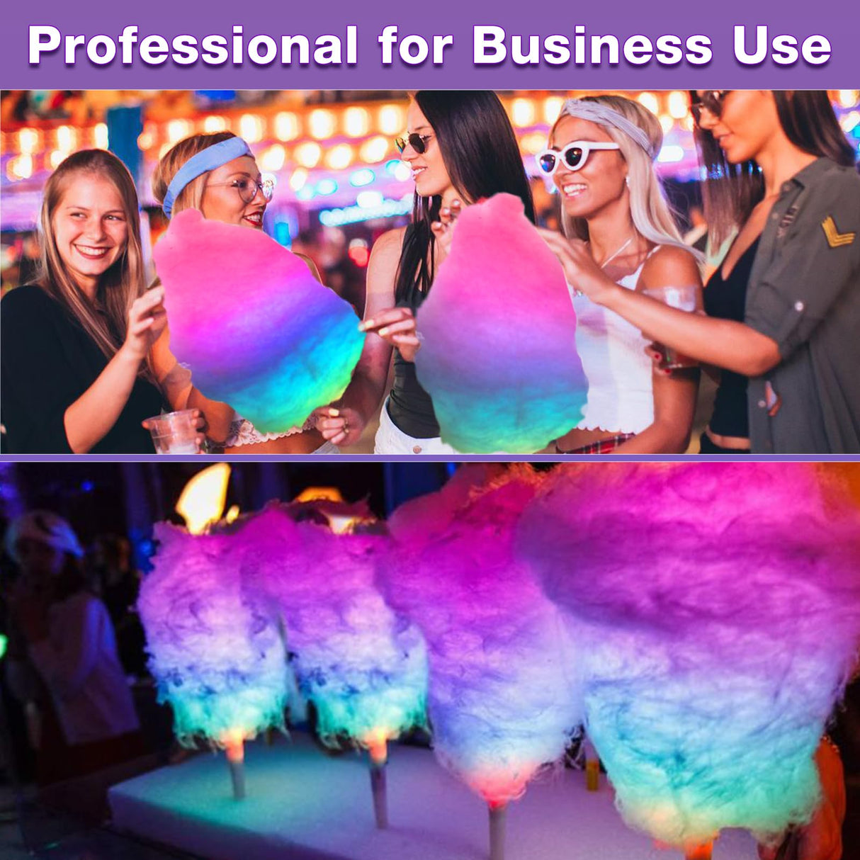 25 Pcs LED Cotton Candy Cones - Glowing Cotton Candy Sticks for Parties - Reusable & Waterproof Cotton Candy Holders - Vibrant Colors for Christmas, Birthdays & Events