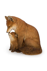 HI-LINE Gift Cuddling Mother and Baby Fox Garden Statue, Brown (87719-I)