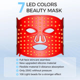 EVFOFO Led Face Mask Light Therapy, Red Light Therapy for Face, 7-1 Colors LED Facial Skin Care Mask, Black
