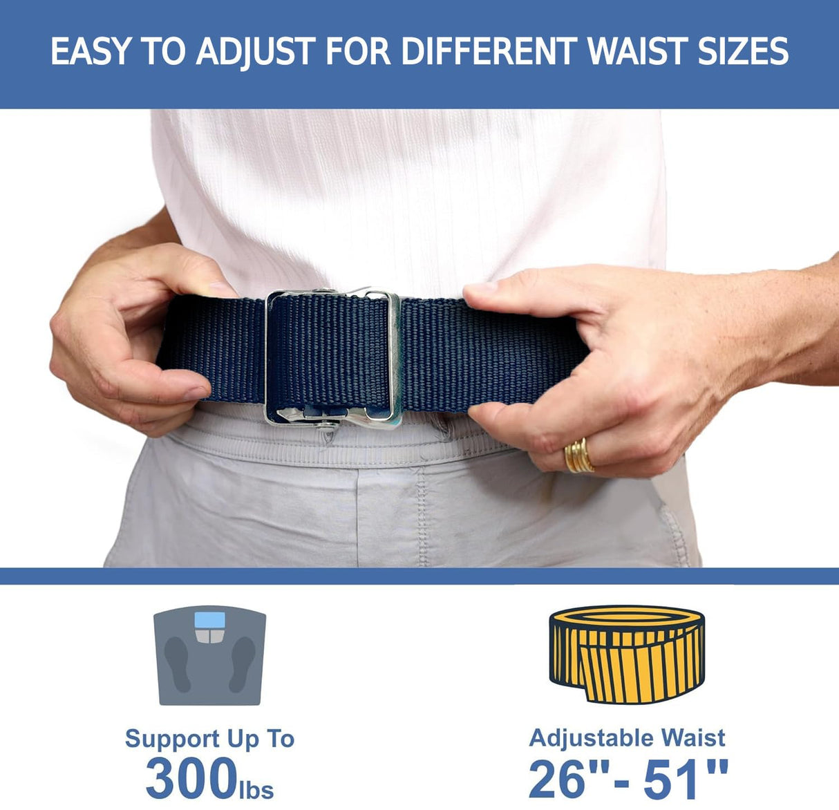 Gait Belts for Seniors with 7 Handles - Transfer Gate Belts with Handles for Lifting Elderly & Patient Physical Therapy - Easy to Use Quick Release Gait Belt for Medical Nursing Use