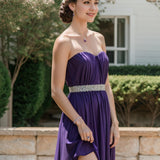BriLove Wedding Bridal Prom Jewelry Set for Women Bride Bridesmaid Purple