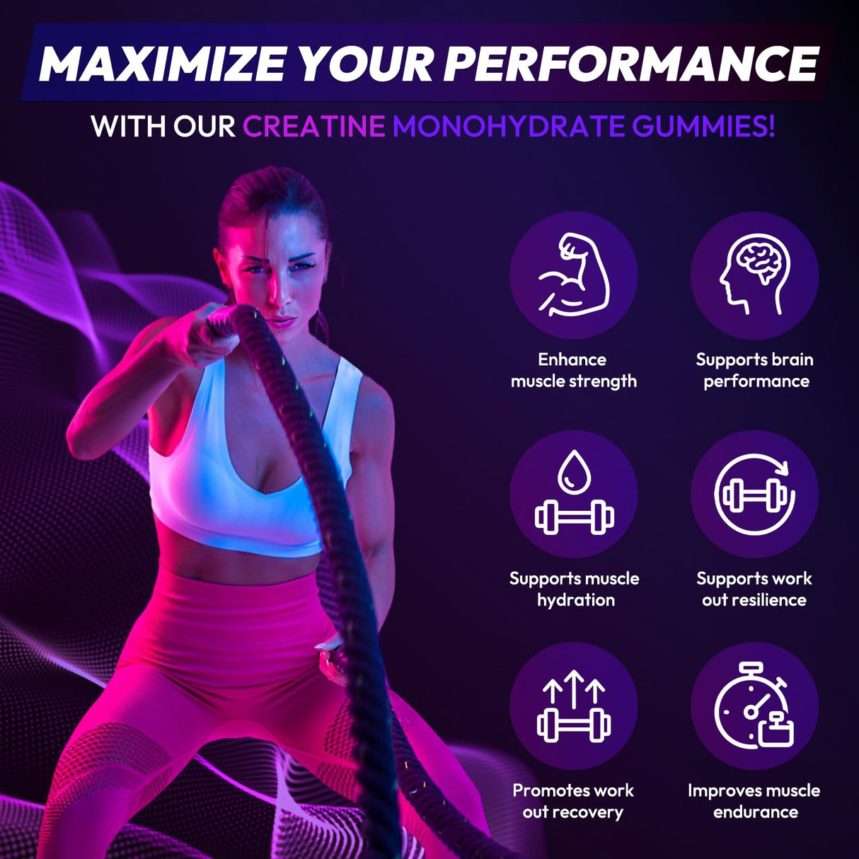 AEQNJV Creatine Gummies Monohydrate Complex for Men & Women, 9000MG Creatine Pre-Workout Supplement Enhance Muscle Strength Recovery Cognitive Health & Memory, 120 Gummies Sugar Free Vegan Non-GMO