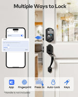 TEEHO TE012W WiFi Smart Lock, Fingerprint Door Lock with Built-in Wi-Fi, Keyless Entry Keypad Smart Deadbolt, App Remote Control, Alexa Compatible, IP55 Waterproof for Front Door – Matte Black