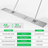 VIVOSUN 48" Lawn Leveling Rake, 48" x 10" x 78" Heavy-Duty Stainless Steel Lawn Leveler with 7FT Adjuatble Long Handle for High Effect, Metal Levelawn for Smooth Soil, Rustproof Rakes for Garden Yard