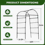 80 Inch Tall Garden Arch Trellis for Climbing Plants Outdoor, Grape Trelli Metal Vine Plants Support Flower Vegetable Tomato (Black, 33" L x 33" W x 80" H - Arch Trellis)