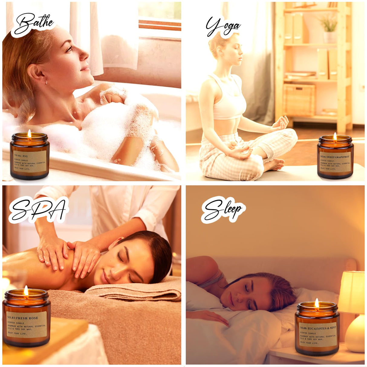 8 Pack Candles for Home Scented,Aromatherapy Jar Candle Gifts for Women, Natural Soy Wax Amber Candle Set, Scented Candles Set for Birthday Valentine Thanksgiving Christmas Day Present