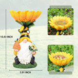 MUMTOP Garden Gnome BirdBath for Outdoor, Bird Baths Bowl Solar LED Light
