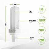 KOR 13W CFL Light Bulb, Double Tube, G24Q-1 4-Pin Base, 4100K Cool White – Pack of 4 (Replaces Philips, GE Models)