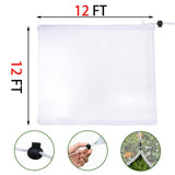 12'x12' Large Fruit Tree Netting with Zipper - Protects Fruit from Squirrels, Birds & Pests, Heavy-Duty Tree Covers for Fruit Trees (White)