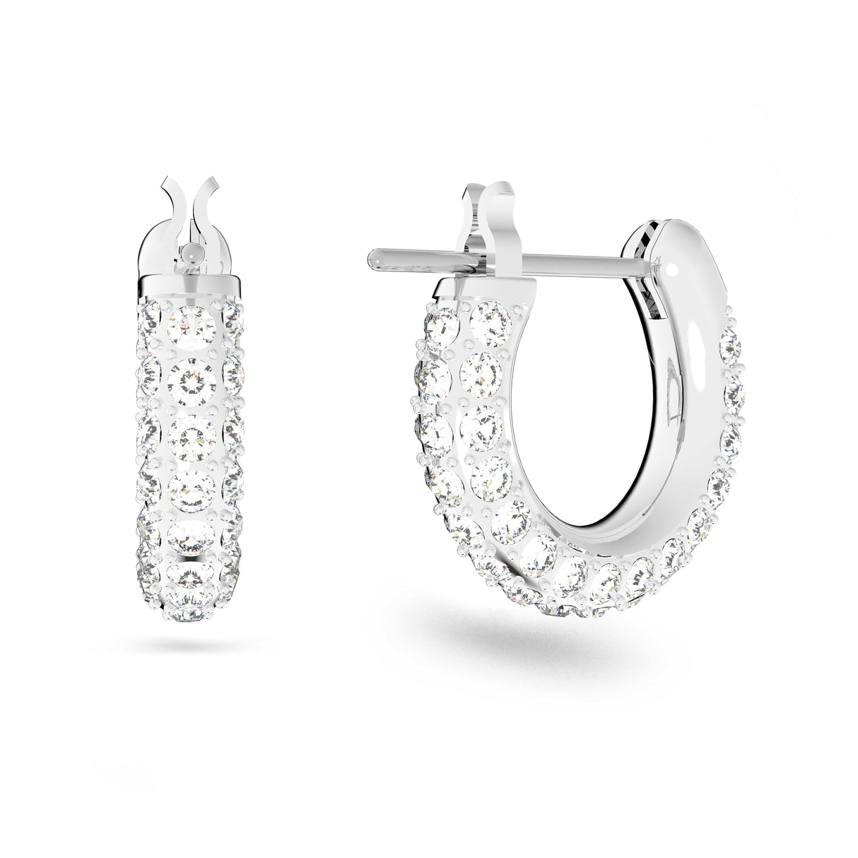 Swarovski Dextera Mini Hoop Women's Earrings, Clear Swarovski Crystals on a Rhodium Finished Setting with Lever Back Closure