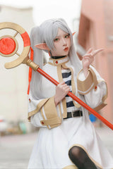 Frieren Cosplay Wig for Sousou no Frierenn, Long Silver White Wigs Ponytails + Wig Cap for Frieren Beyond Journey's End Halloween Christmas Costume Party