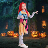 QUJQOM Girls Doll Princess Cosplay Long Sleeve Dress Kids Halloween Costumes Christmas Nightmare Outfits with Leggings, Red Wig, 18 Pcs Stickers QM038XXL