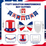 6 Pcs 250th Anniversary 12 Ft Skeleton Costume USA Skeleton Cloth Accessory