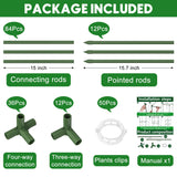 3 Pack Tomato Cage, 14.5" W x 53" H Square Tomato Trellis with 50 Pcs Clips