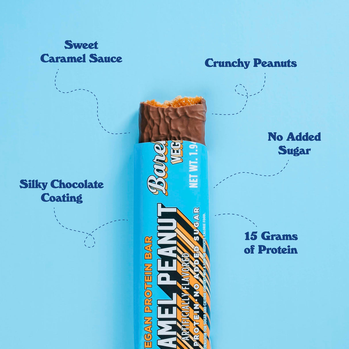 Barebells Plant Based Protein Bars, Peanut Caramel – 24 bars (2 Packs of 12) - 15g of Plant-Based High Protein Treats – Vegan Chocolate Nutrition Bar with 1g Total Sugar - On The Go Breakfast or Post-Workout Snack