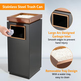 WICHEMI Commercial Outdoor Trash Can with Lid, 7 Gallon Stainless Steel Trash Bin with Removable Inner Bucket for Office Hotel Lobby Patio