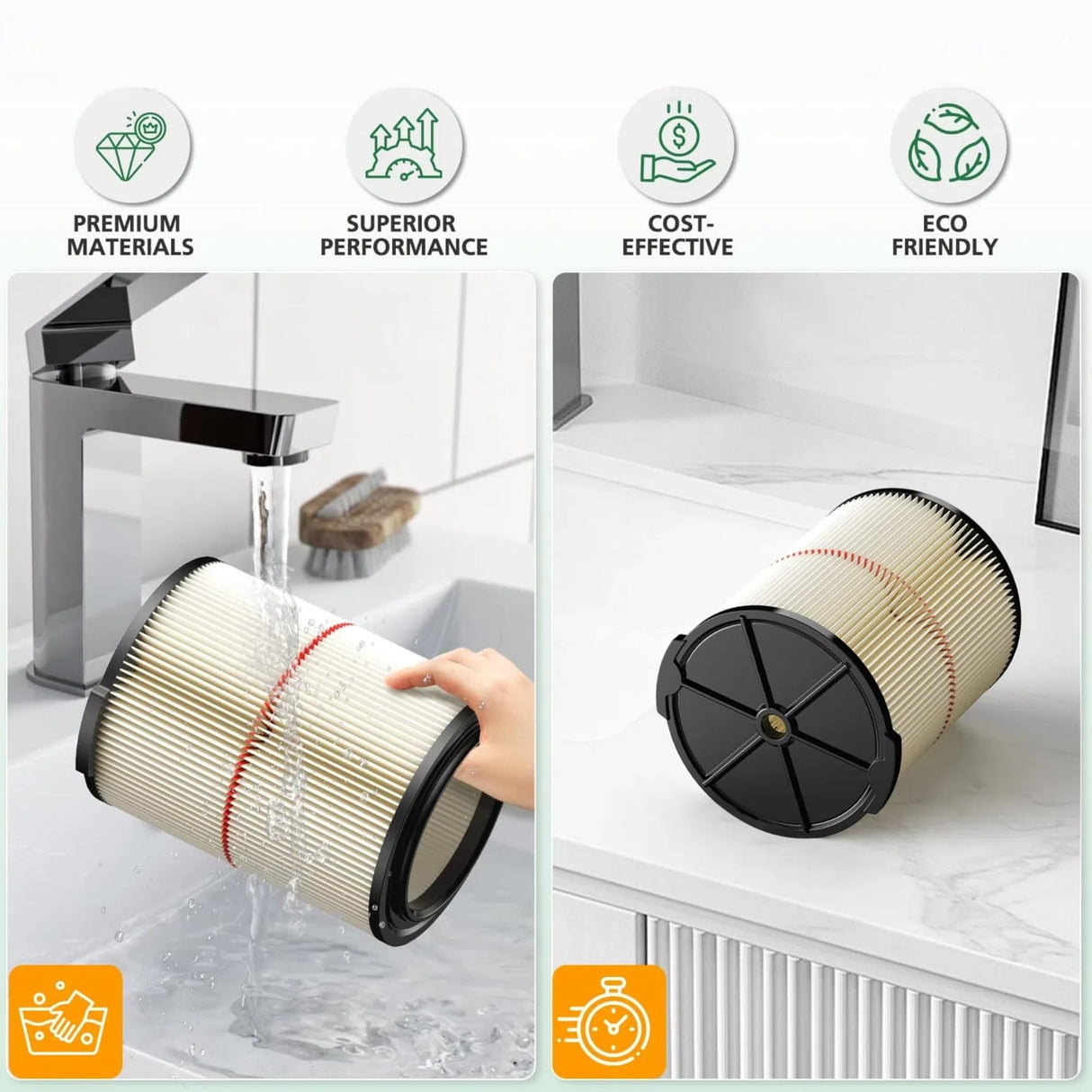Dooniass 1 Pack Replacement Cartridge Filter Compatible with Craftsman 17816 9-17816 Wet Dry Vac fit 5/6/8/12/16/32 Gallon & Larger Vacuum Cleaner