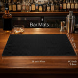 Tioncy 2 Pcs Bar Mat for Countertop 18 x 12 Inch Black Non Slip Look Service Spill Mat for Cocktail Bartending Coffee Station Restaurant Barber Tools Dish Drying Home Bar Pads