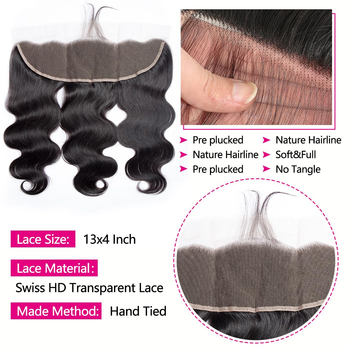 12A Human Hair Bundles with Frontal 16 18 20 with 14 Inch Brazilian Body Wave Bundles Human Hair with Frontal Closure 100% Unprocessed Virgin Human Hair Weave 3 Bundles Deals with 13x4 HD Lace Frontal