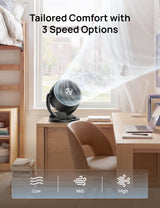 DREO Fan for Bedroom, 12 Inches, 70ft Powerful Airflow, 25db Quiet Table Air Circulator Fans for Whole Room, 120° Adjustable Tilt, 3 Speeds, Desktop Fan for Home, Office, Kitchen