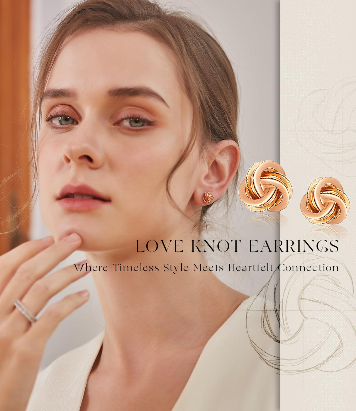 Gold Plated Sterling Silver Studs Love Knot Earrings For Women | Hypoallergenic & Nickle Free Jewelry for Sensitive Ears (8, white-gold-plated-silver)