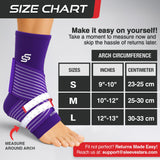 Sleeve Stars Ankle Brace for Women & Men, Ankle Wrap for Sprained Ankle, Compression Sleeve for Plantar Fasciitis Relief, Easy Customizable Support: w/Removable Strap (Single/S:9"-10"/Dark Purple)