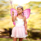 Sratte Fairy Princess Butterfly Wings Girls Kids Butterfly Costumes Set Star Wands Adults Christmas Birthday Party(Pink)