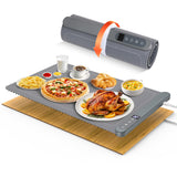 Warming Mat for Food, Electric Warming Tray for Parties Buffet, Graphene 3S Rapid Full-Surface Heating Mat with 8 Levels Adjustable Temp and 12 Hours Timer, Food Warming Pad with Bamboo Insulating Mat