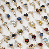 50PCS Fashion Wholesale Lots,Bulk Rings Colorful Rhinestone Ring