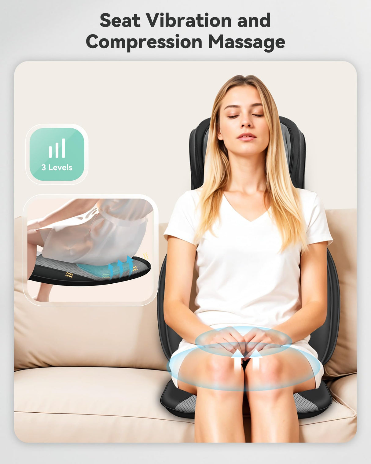 Snailax Shiatsu Neck and Back Massager with Heat, Upgraded Massage Chiar Pad with Compression, Vibration, Chair Seat Massager for Home, Office, Gifts for Men, Women