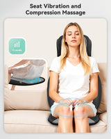 Snailax Shiatsu Neck and Back Massager with Heat, Upgraded Massage Chiar Pad with Compression, Vibration, Chair Seat Massager for Home, Office, Gifts for Men, Women