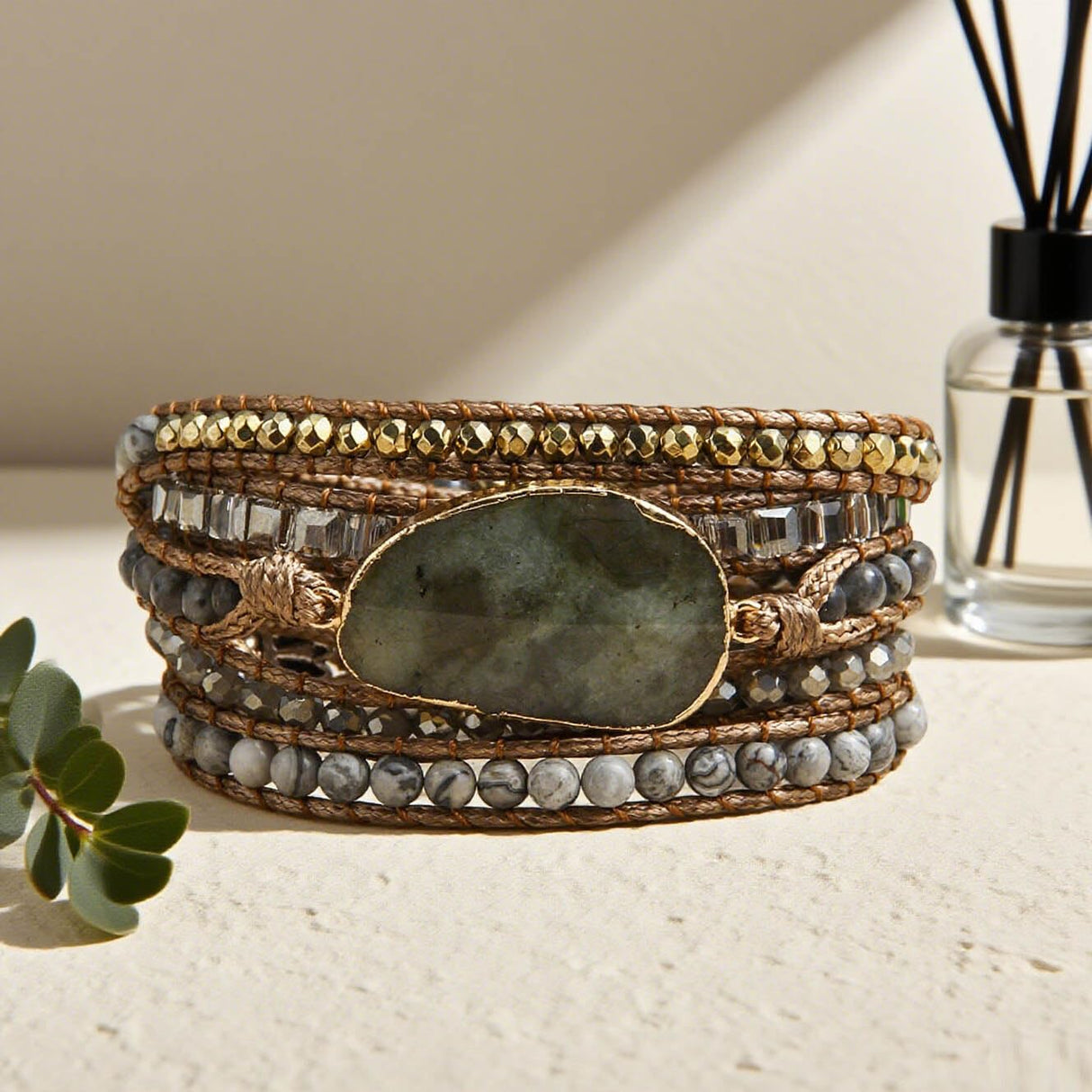 ZOSOJONA Women Wrap Bracelets Boho Natural Stone Jasper Turquoises Strand Bracelet Jewelry Collection