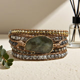 ZOSOJONA Women Wrap Bracelets Boho Natural Stone Jasper Turquoises Strand Bracelet Jewelry Collection